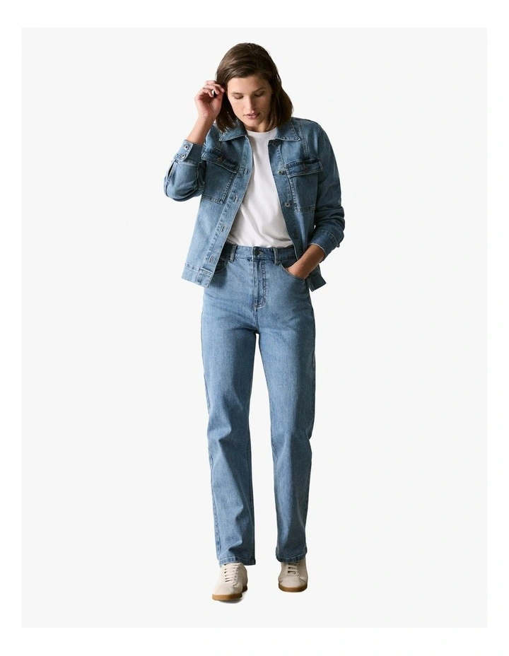 Pocket Detail Denim Jacket in Vintage Wash Denim image 2