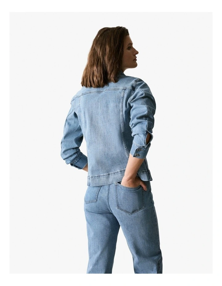 Pocket Detail Denim Jacket in Vintage Wash Denim image 3