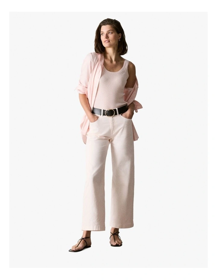Cotton Cashmere Blend Rib Knit Tank in Soft Pink image 2