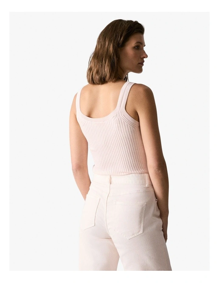 Cotton Cashmere Blend Rib Knit Tank in Soft Pink image 3