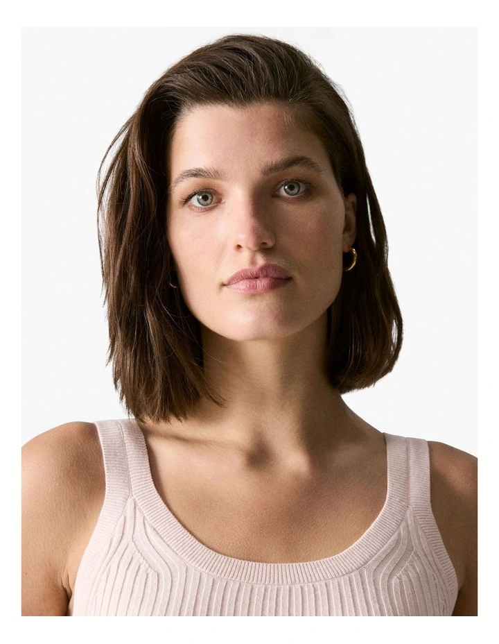 Cotton Cashmere Blend Rib Knit Tank in Soft Pink image 4