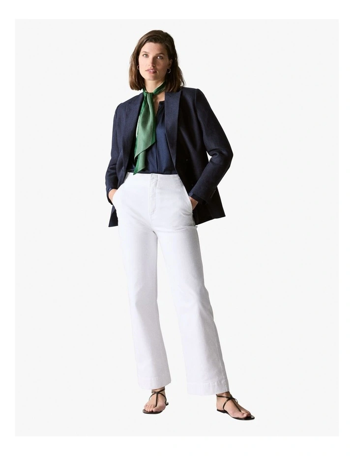 Denim Wide Leg Pant in White image 1