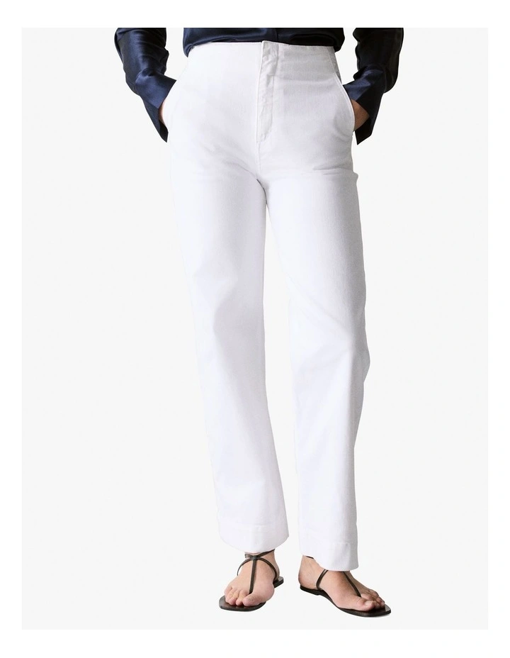 Denim Wide Leg Pant in White image 2