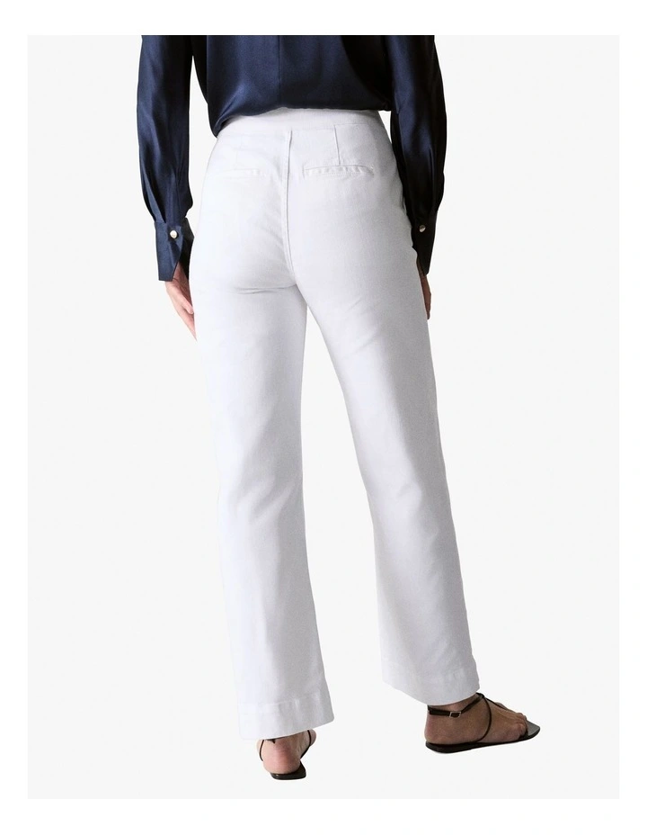 Denim Wide Leg Pant in White image 3