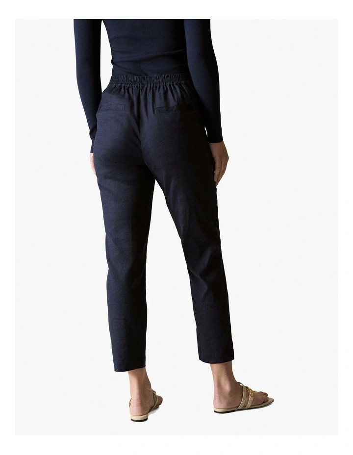 Stretch Linen Blend Pull On Pant in Night Sky image 3