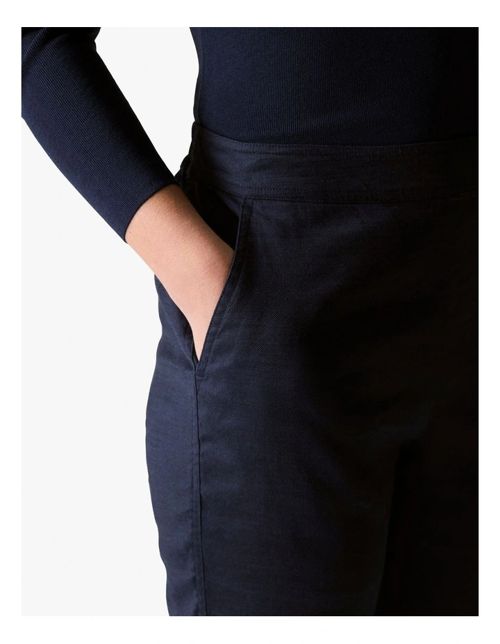 Stretch Linen Blend Pull On Pant in Night Sky image 4