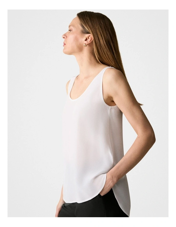 Classic Silk Tank in White image 4