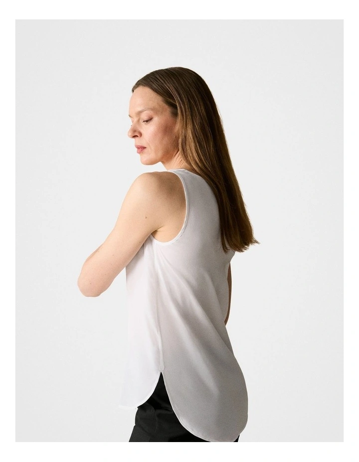 Classic Silk Tank in White image 5