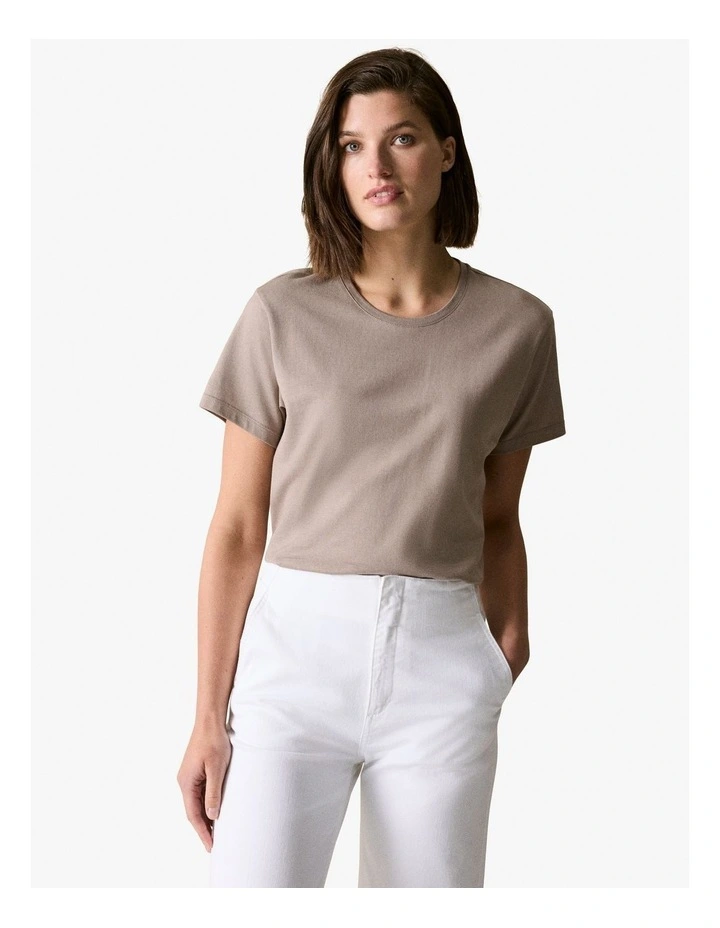 Cotton Silk Relaxed T-shirt in Cinder image 1