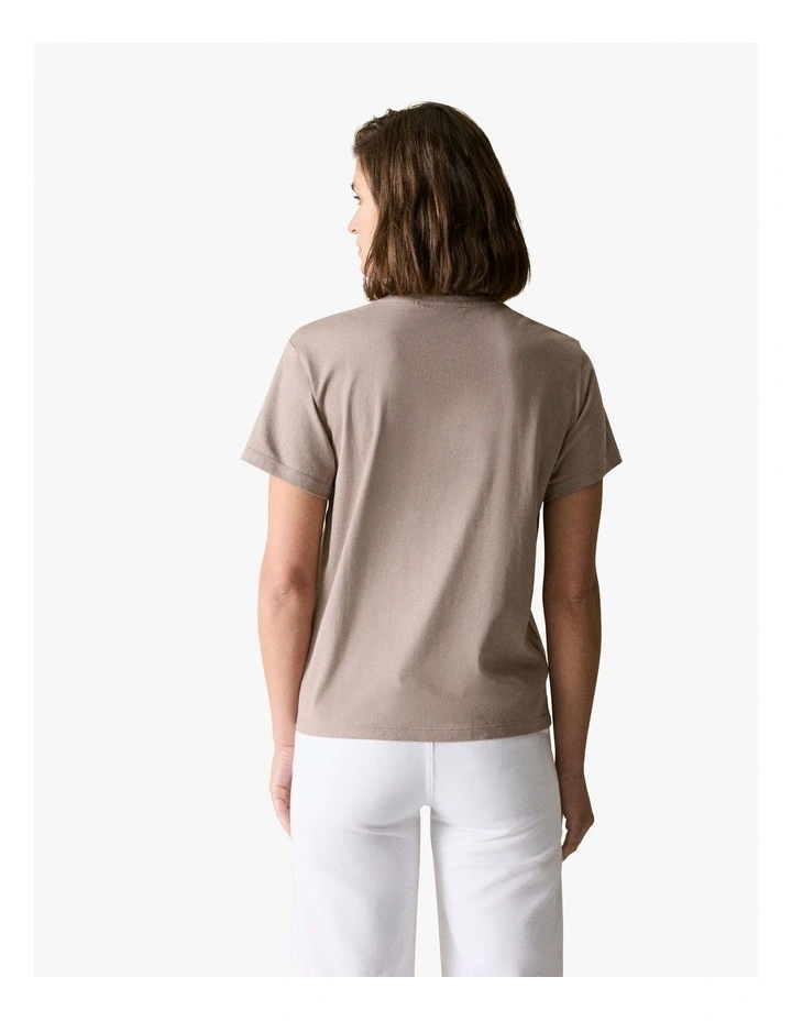Cotton Silk Relaxed T-shirt in Cinder image 3
