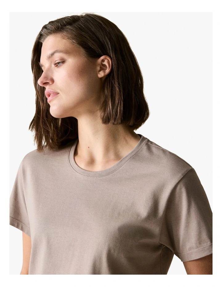 Cotton Silk Relaxed T-shirt in Cinder image 4
