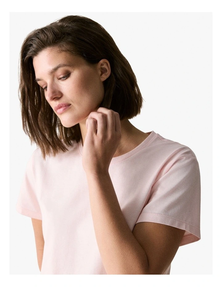 Cotton Silk Relaxed T-shirt in Soft Pink image 4