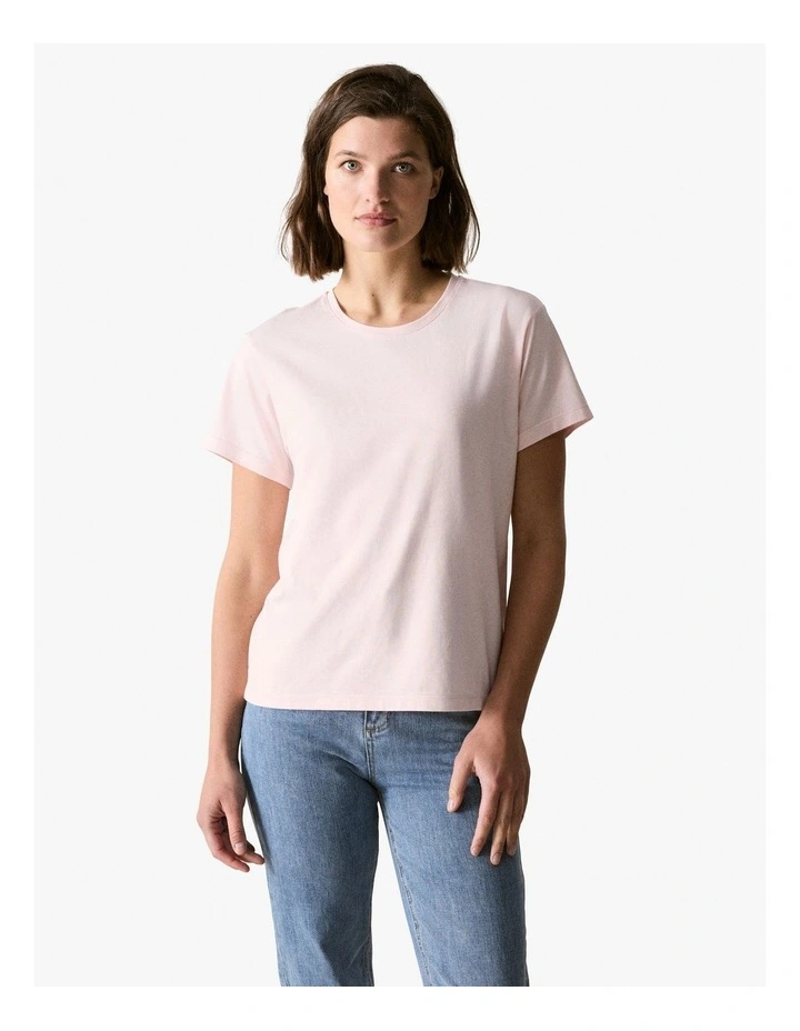 Trenery Cotton Silk Relaxed T-shirt in Soft Pink MYER