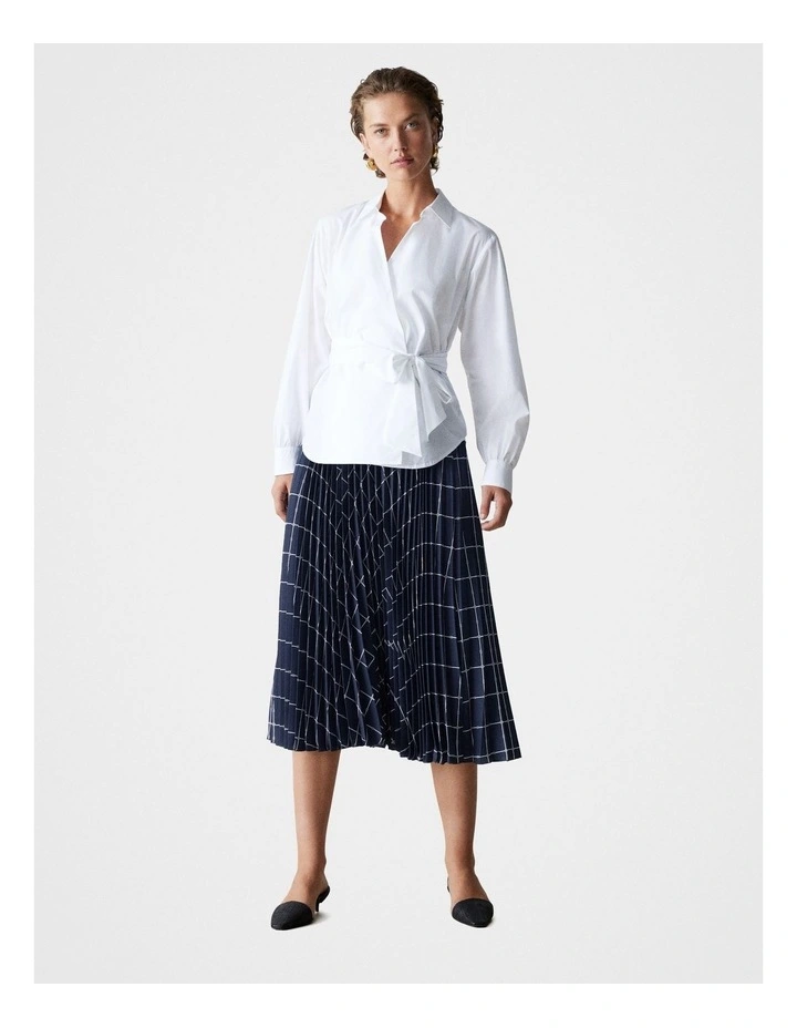 Cotton Poplin Wrap Shirt in White image 2