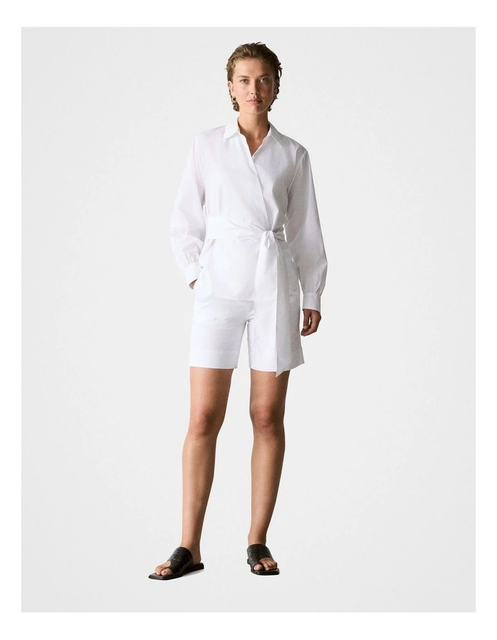 Stretch Cotton Short in White image 1