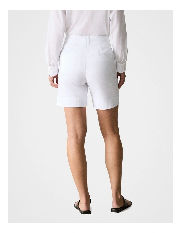 Stretch Cotton Short in White image 3