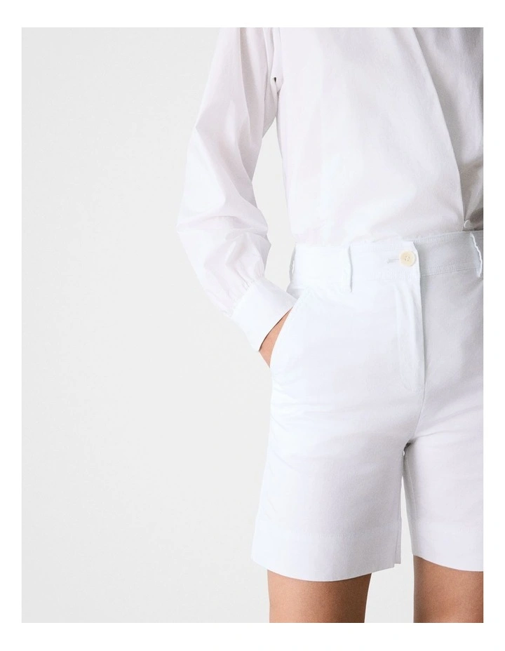 Stretch Cotton Short in White image 4