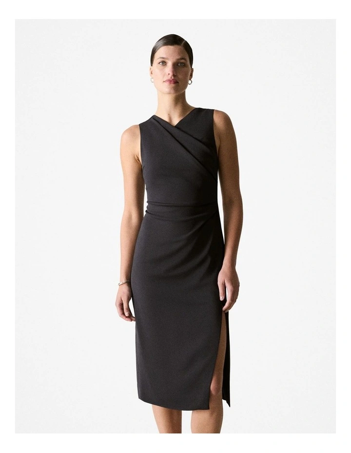knee length dresses for ladies Edina Red Velvet Wrap Effect Midi Dress  Get That Trend