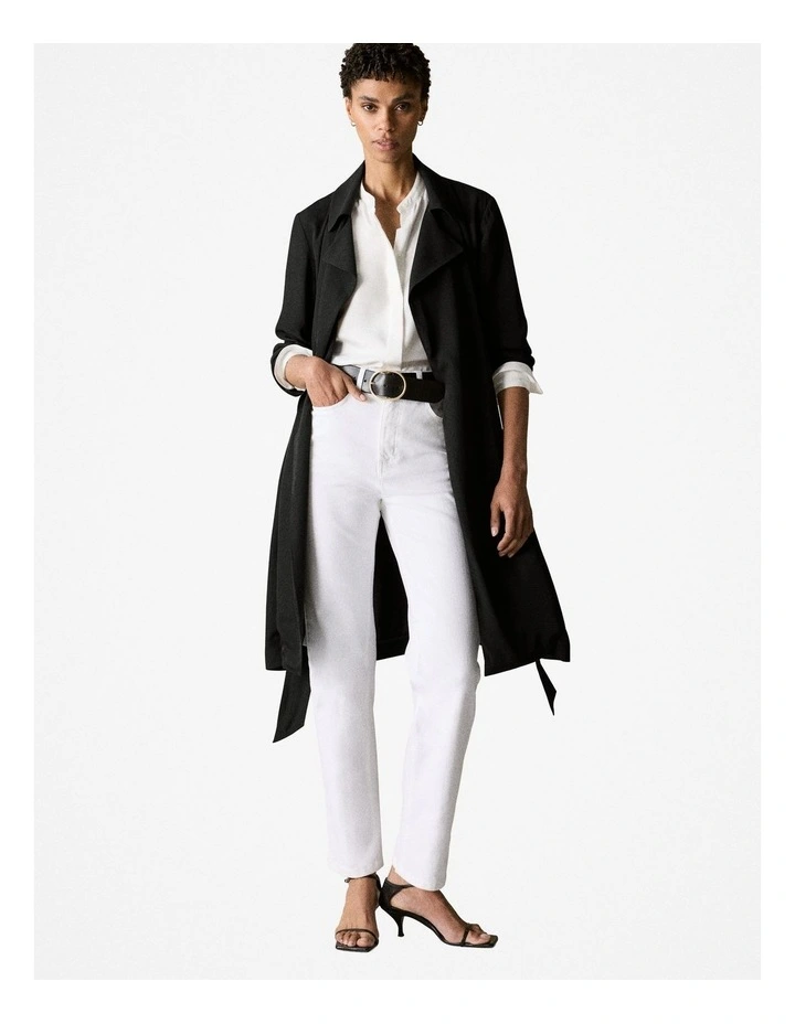 Draped Trench Coat in Black image 2