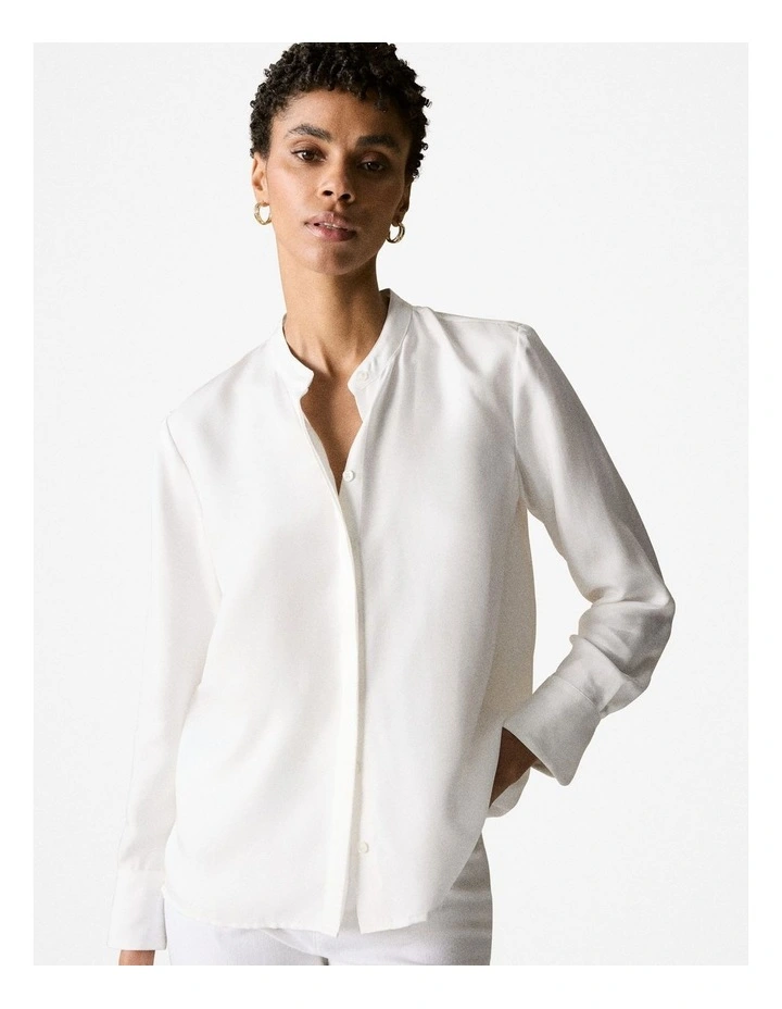 Silk Twill Shirt in Marshmallow image 1