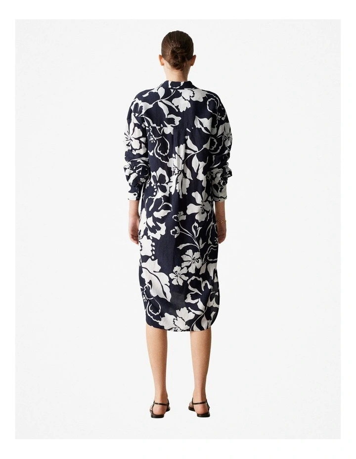 Relaxed Floral Shirt Dress in Night Sky image 3