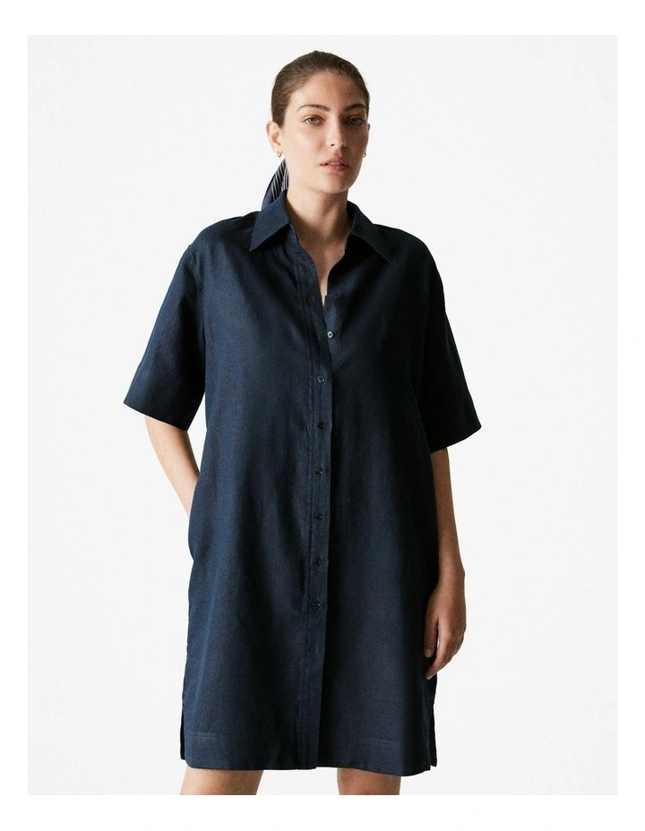 Linen Shift Dress in Night Sky image 1