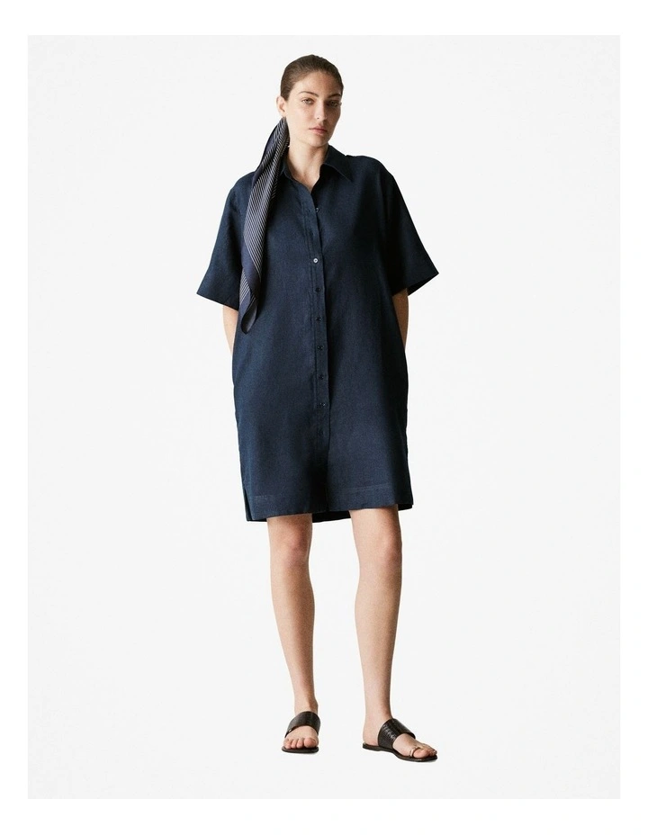 Linen Shift Dress in Night Sky image 2