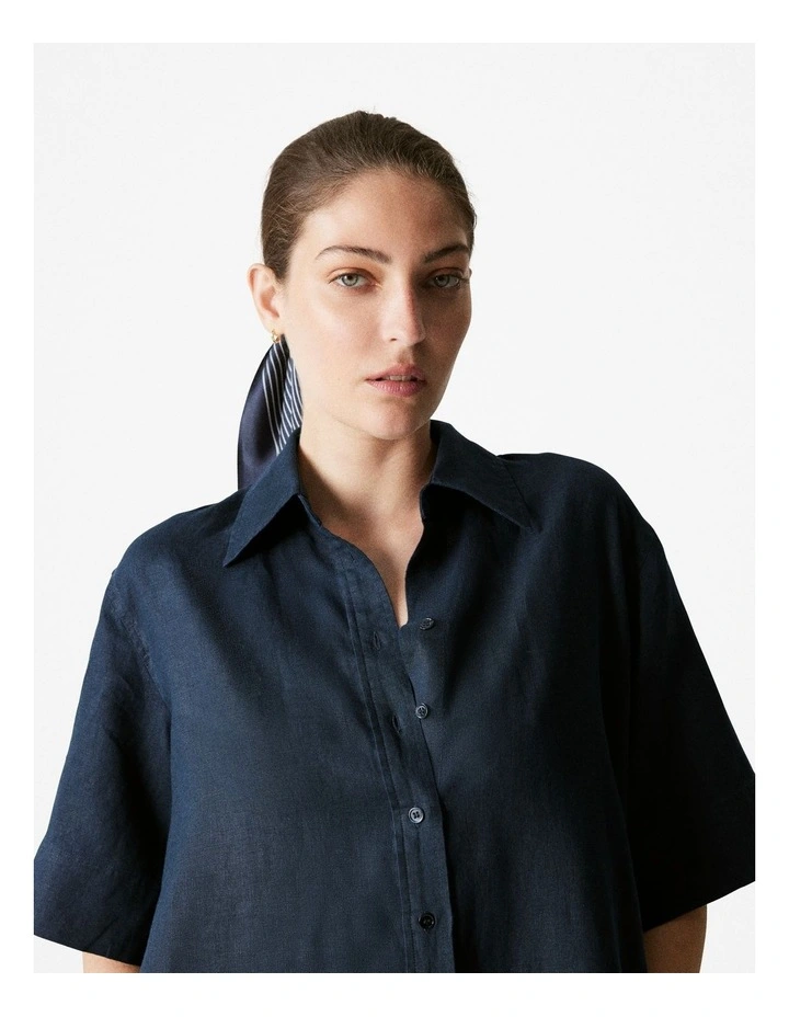 Linen Shift Dress in Night Sky image 4