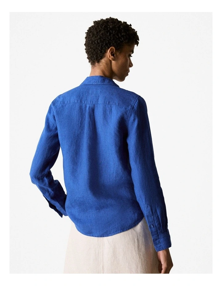 Delave Linen Classic Shirt in Cobalt image 3