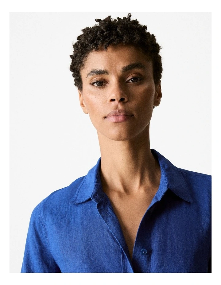 Delave Linen Classic Shirt in Cobalt image 4