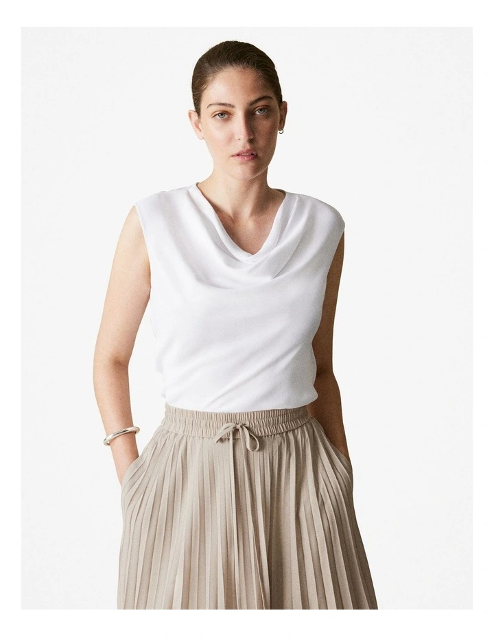 Cowl Neck Top in White image 1
