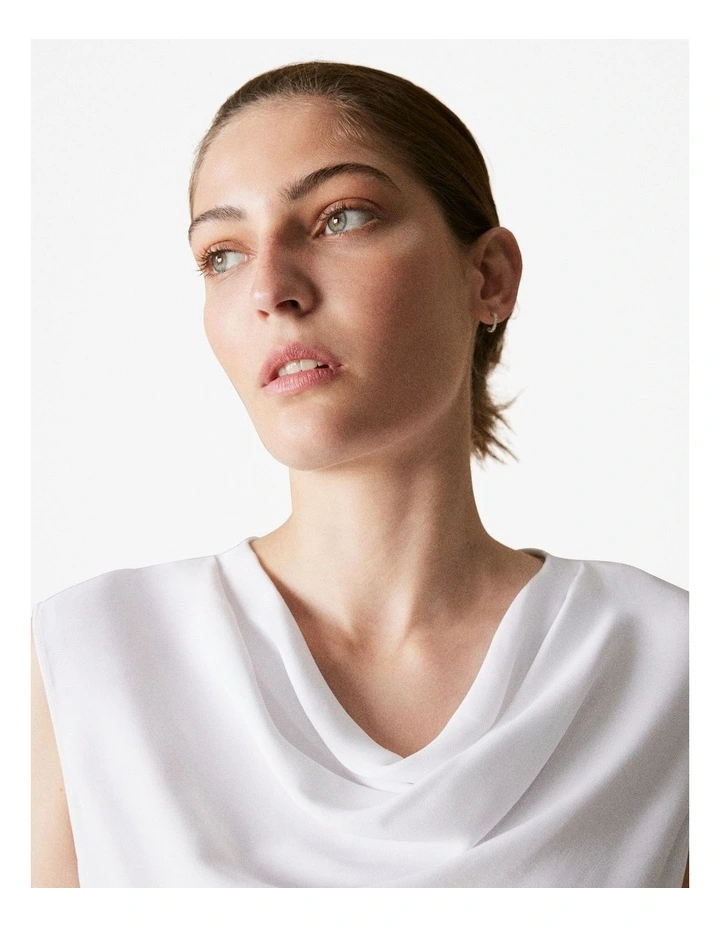 Cowl Neck Top in White image 4