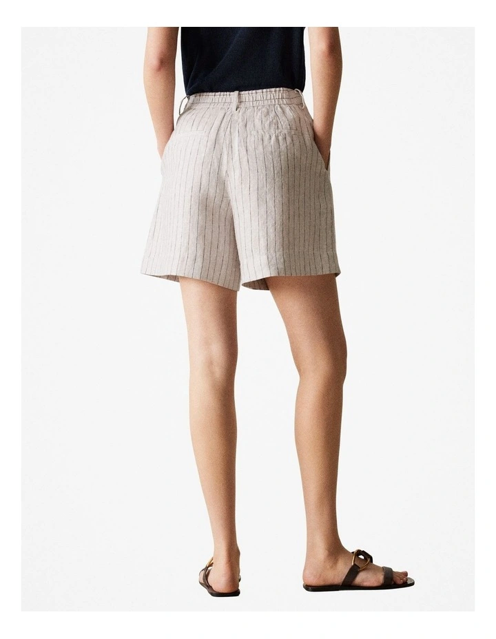 Linen Pinstripe Smart Short in Flax image 3