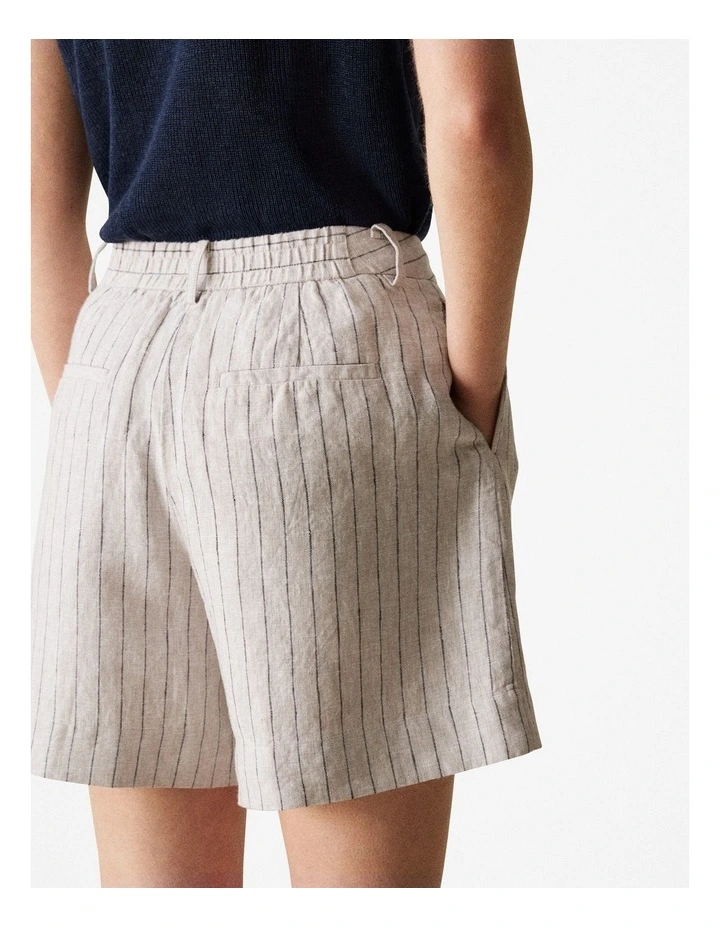 Linen Pinstripe Smart Short in Flax image 4