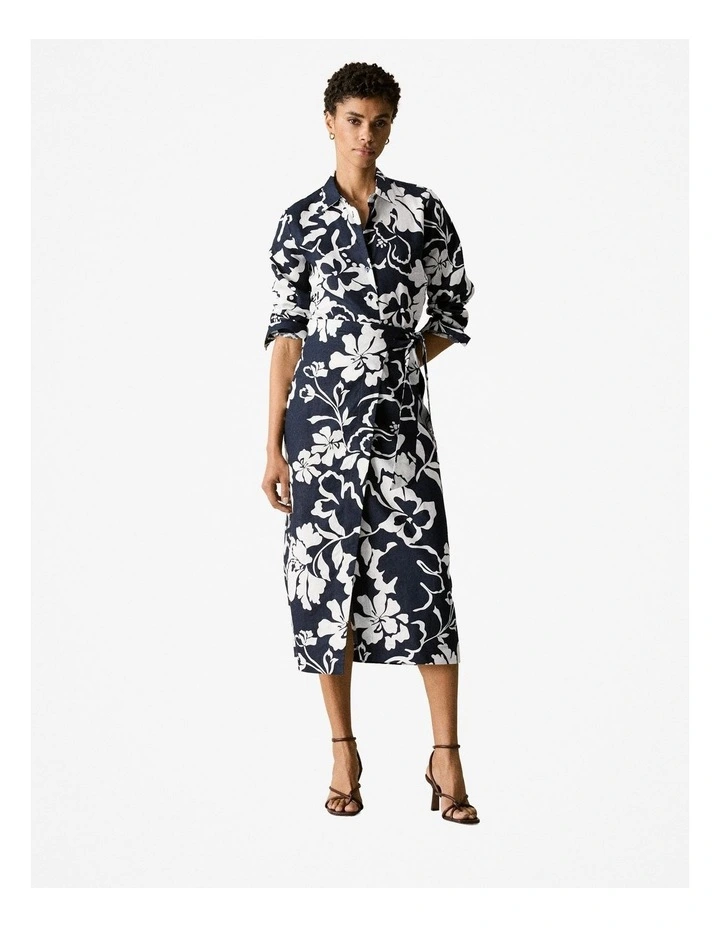 Linen Floral Wrap Skirt in Night Sky image 1