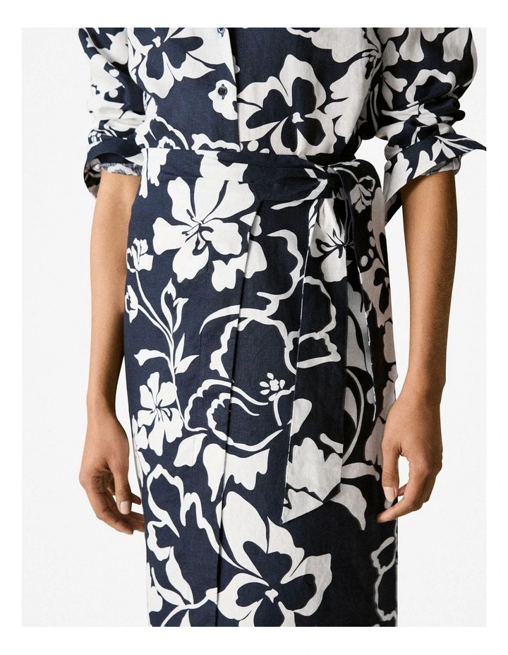 Linen Floral Wrap Skirt in Night Sky image 4