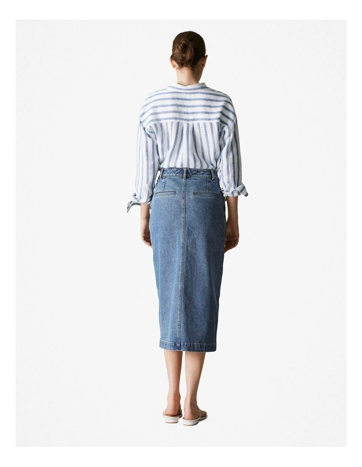 Australian Cotton Blend Denim Skirt in Vintage Wash Denim image 3