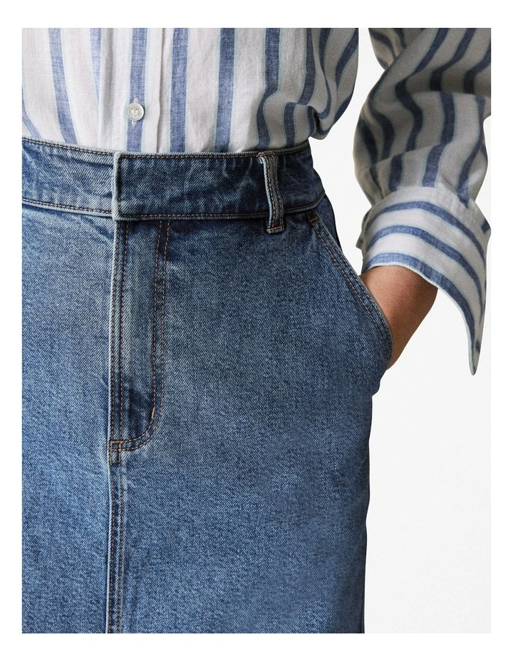 Australian Cotton Blend Denim Skirt in Vintage Wash Denim image 4