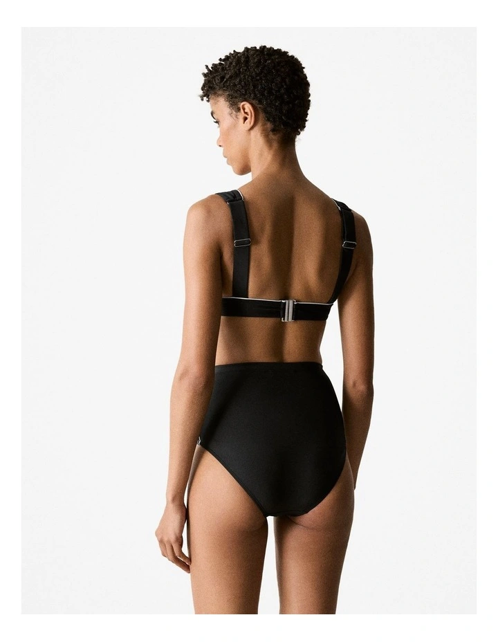 V Neck Bikini Top in Black image 4