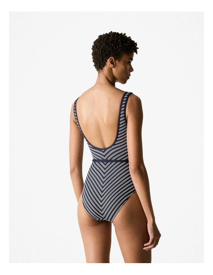 Wrap Stripe One Piece Swimsuit in Night Sky image 3