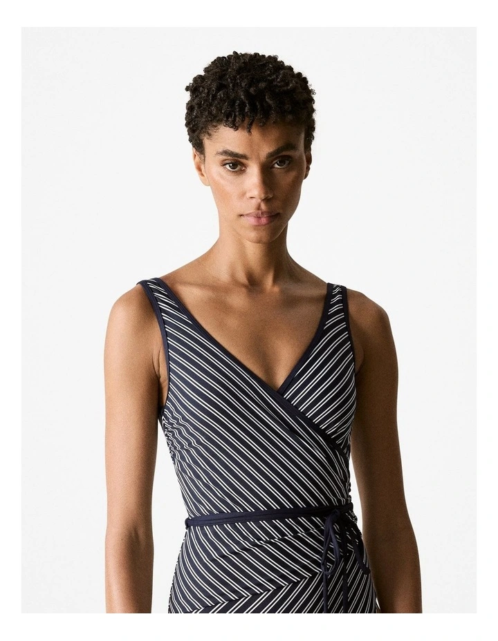 Wrap Stripe One Piece Swimsuit in Night Sky image 4
