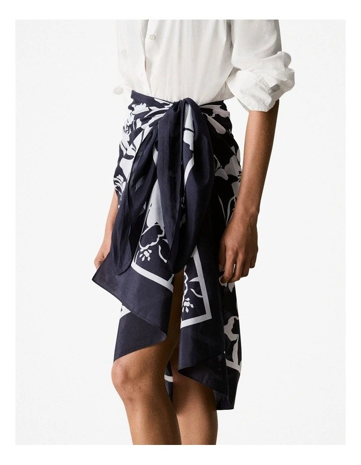 Cotton Silk Floral Sarong in Night Sky image 4