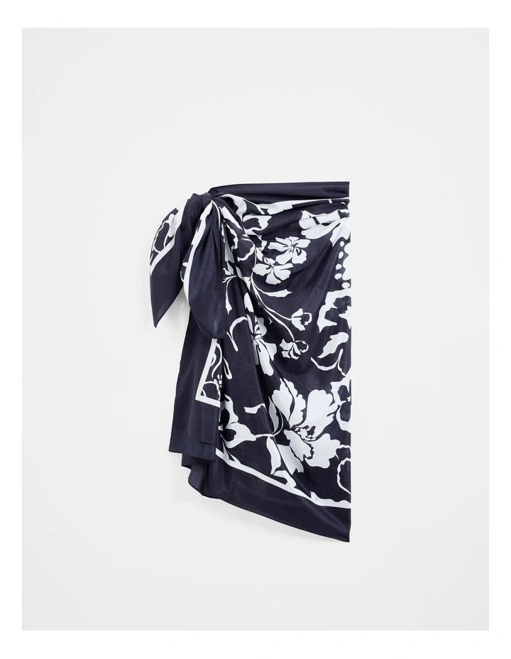 Cotton Silk Floral Sarong in Night Sky image 5