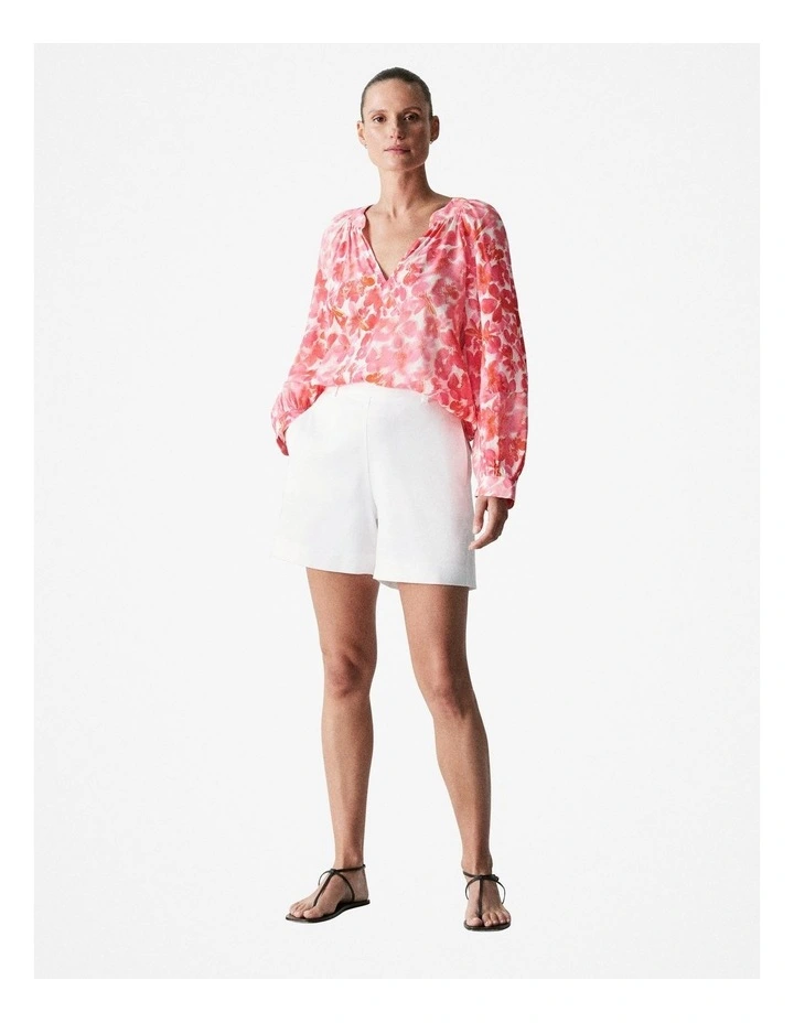 Floral Lantern Sleeve Blouse in Vivid Pink image 2