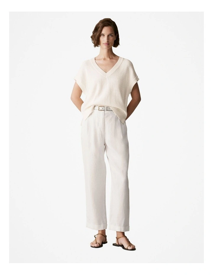 Mercerised Cotton Relaxed Knit Jumper in Parchment image 2