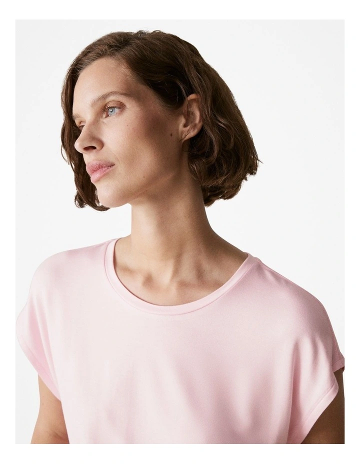 Terry Jersey Cap Sleeve T-Shirt in Light Pink image 3