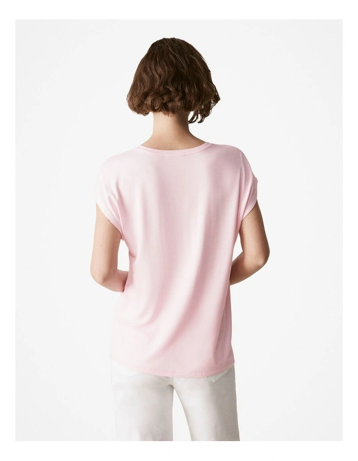Terry Jersey Cap Sleeve T-Shirt in Light Pink image 4