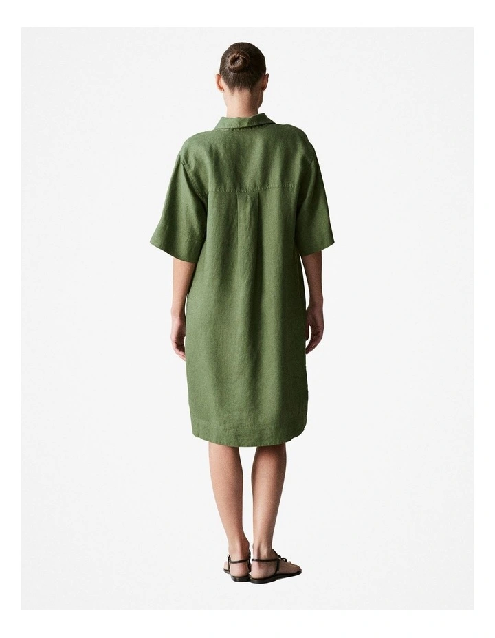 Linen Shift Dress in Ivy image 3