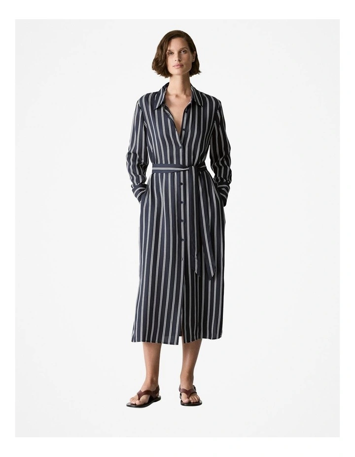 Modal Twin Stripe Shirt Dress in Night Sky image 2