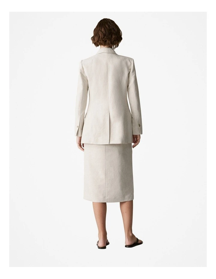 Italian Linen Cotton Basket Weave Blazer in Flax image 4